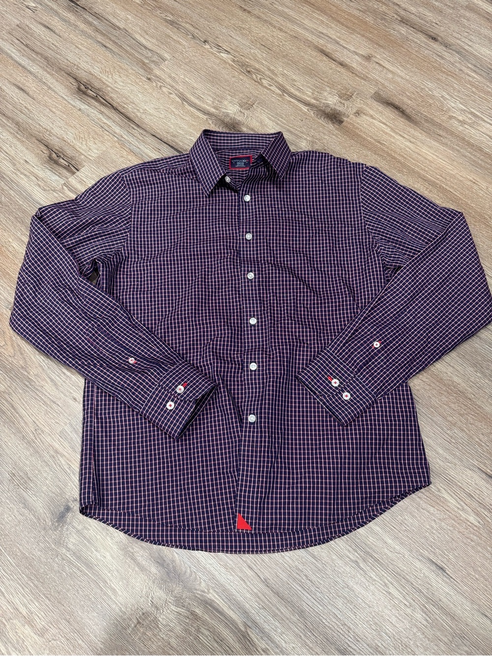 UNTUCKit Men's Blue and White Small Check Dress Shirt